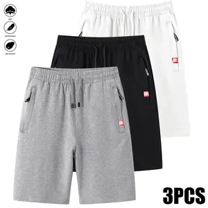 Men’s 3-piece casual athletic shorts set featuring zippered pockets and a drawstring waistband, made from soft, lightweight, breathable fabric, suitable for summer running, dates, and everyday wear，Joggers Pants,summervibes