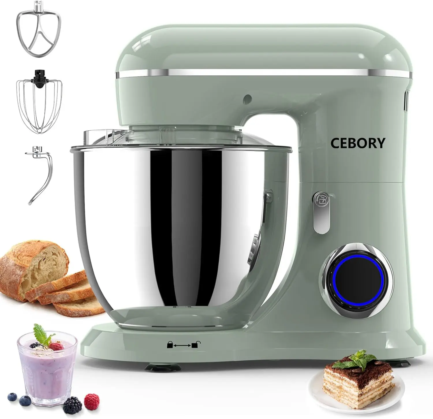 3-in-1 Electric Stand Mixer 6.5QT 660W 10-Speed Kitchen Mixer with Dough Hook, Beater & Whisk for Baking