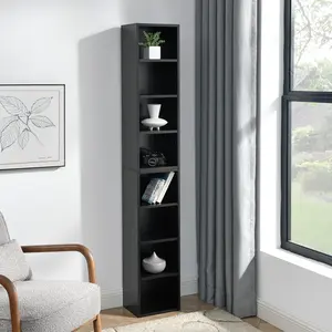 8-Tier Slim Storage Cabinet with Adjustable Shelves - Tall Narrow Multi-Functional Media Tower Rack, Office/Commercial Furniture Bookcase Display Shelf
