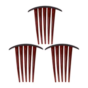 VOCOSTE 3 Pcs Small Side Combs, Teeth Hair Combs Hair Clip Comb, Brown, 3"