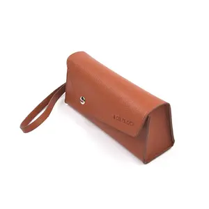 GLSFiT Portable Eyeglasses Case Faux Leather Material Anti-Scratch Sunglasses Storage Bag Unisex in Beige & Blue