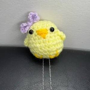 Tiny Chick Plushie with light yellow yarn