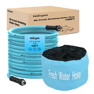 Nilight RV Water Hose 100FT Garden Drinking Hoses with Storage Bag Leakproof Anti-Kink 5/8" Inner Diameter Flexible Lightweight Freshwater Hose for RVs Campers Travel Trailer Boat Car Wash Accessories, Storage Bags, 100Ft Length,summervibes