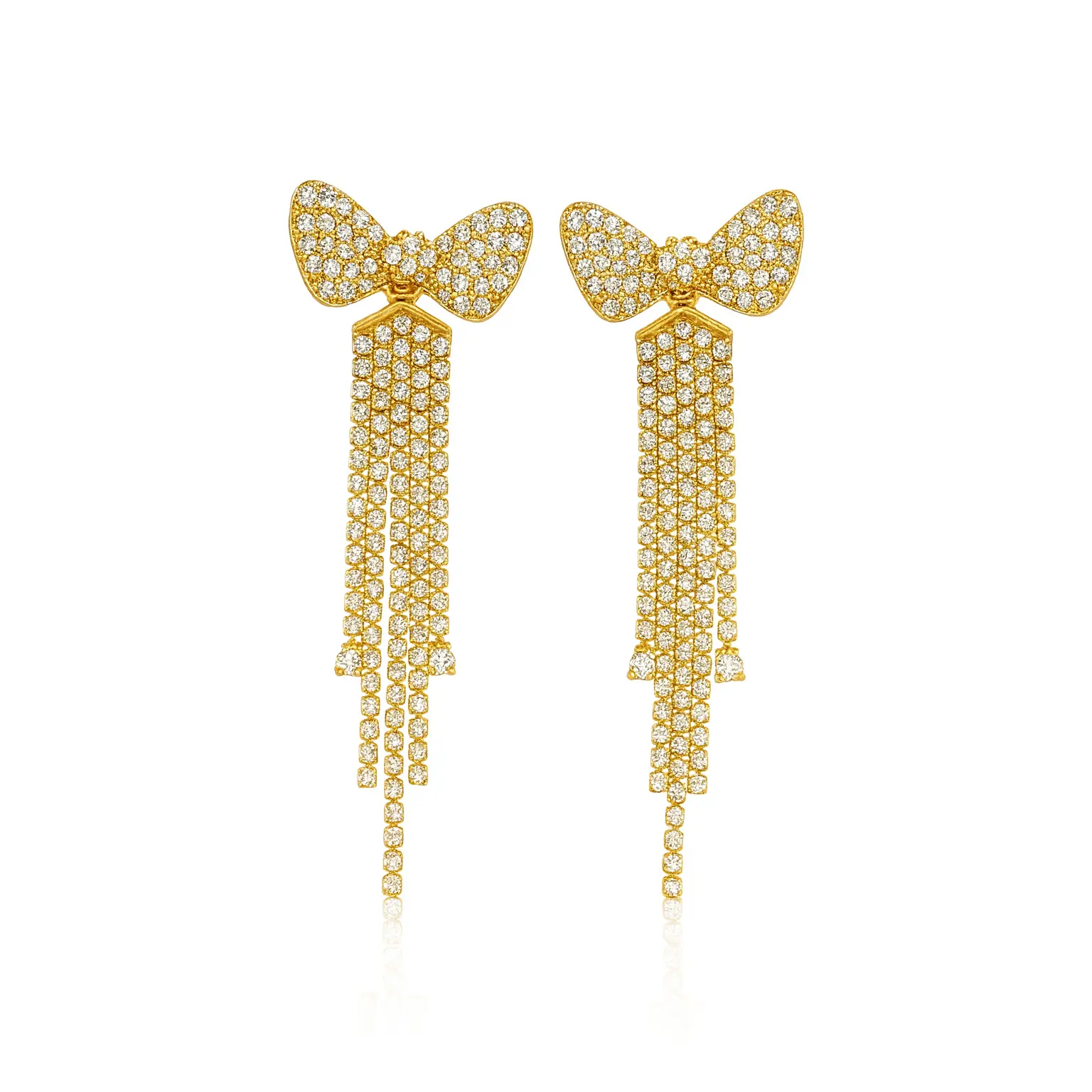 DIDIRAY 14k Gold Plated Women's Earrings 14k Gold Plated Premium Reinforced Finish with Brilliant Zirconia Bow Design Stud Earrings Elegant and Charming