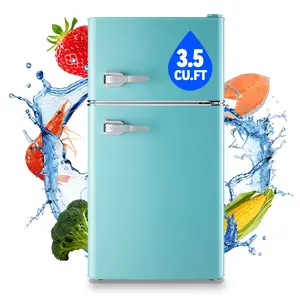 TACOOL 3.5 Cu.ft Retro Mini Fridge with Freezer, 2 Door Small Refrigerator with 7 Adjustable Thermostat for Home