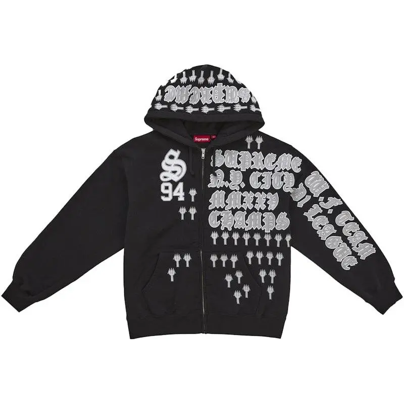 Supreme Men's League Champs Zip Up Hooded Sweatshirt Black, from StockX