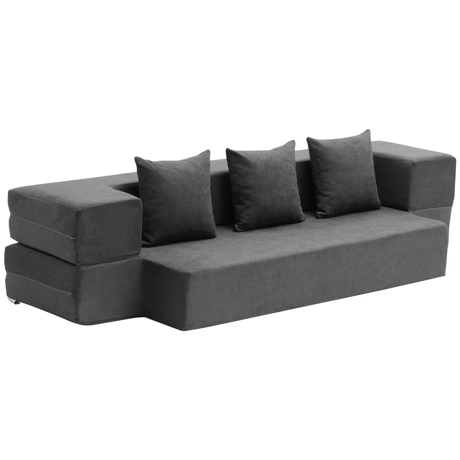 【SummerFinds】VEVOR Folding Sofa Bed,  , 3-in-1 Foldable Couch Bed with 3 Pillows and Washable Cover, 25D High Density Memory Foam Convertible Sleeper Chair Bed, Futon Couch for Living Room, Bedroom, Dark Grey(Twin)