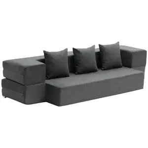 VEVOR Folding Sofa Bed,  , 3-in-1 Foldable Couch Bed with 3 Pillows and Washable Cover, 25D High Density Memory Foam Convertible Sleeper Chair Bed, Futon Couch for Living Room, Bedroom, Dark Grey(Twin)