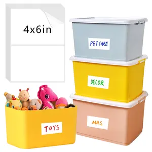Labels for Storage Bins, 6 X 4 Inch Removable Labels, Tear Resistant No Residue, Matte Blank Box Labels for School, Home, Business, Adhesive Stickers