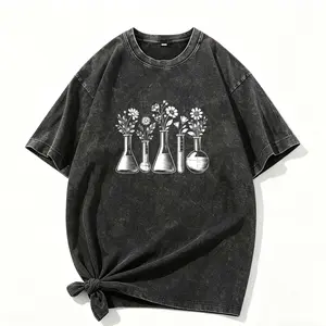 Washed Botanical T-Shirt – Modern Science Teacher Chemist Lab Floral Tee
