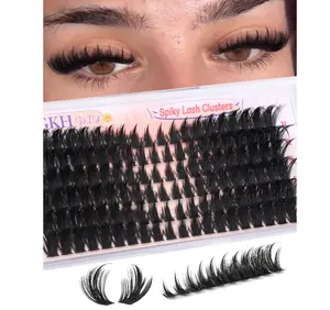80D Lash Clusters with Spikes Unique Spiky Cat Eye Lashes Fairy Anime Eyelash Clusters Wispy Manga Cluster Eyelash Extensions 9-18mm 120Pcs Natural Volume Individual Lashes Ultra-Thin Band