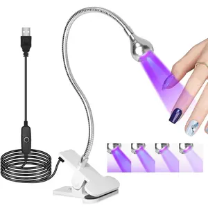 U V Light for Nails Gooseneck U V Lamp for Gel X Nails Mini Curing Light with Securing Clip Rotatable Flash Cure Light for Gel X Nails for Salon Nail DIY Home