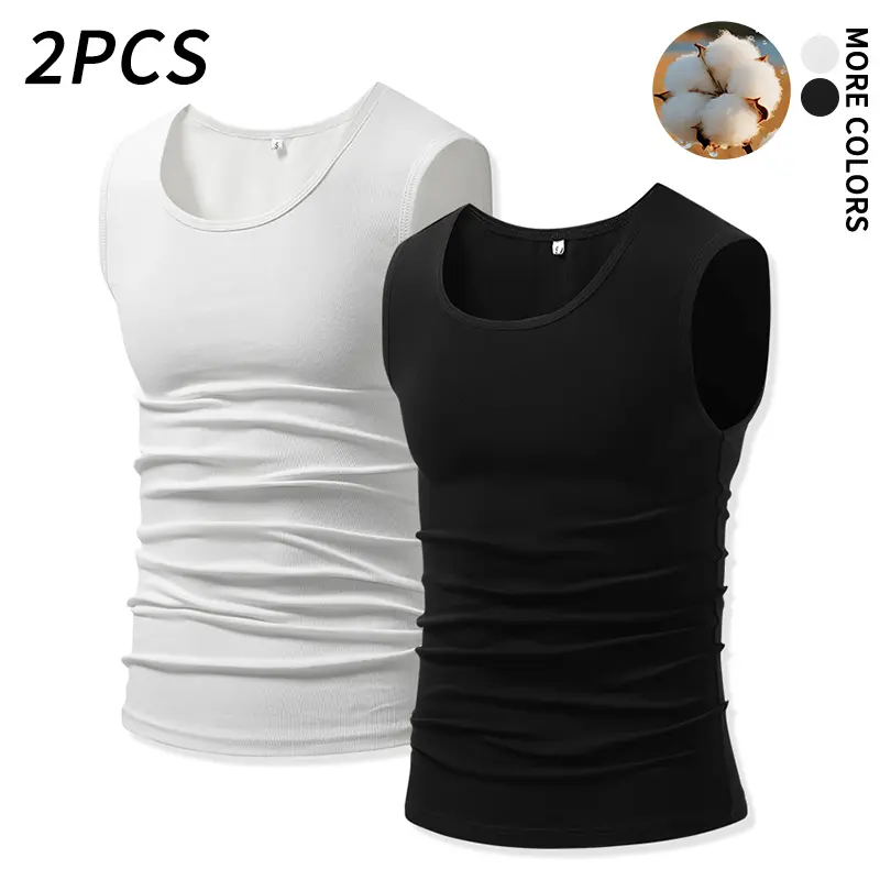 Men's 100% Cotton Tank Top Two Pack! Slim fit without feeling tight—great for layering or wearing on its own. summer clothing casual sleeveless shirt