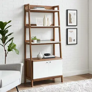 Modway Bixby 33" Bookshelf in Walnut White
