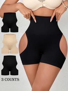 women's solid high waist shapewear shorts, tummy control butt lifting shapewear bottoms, ladies shapewear for all seasons, womenswear, underwear