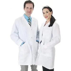 Men Women White Long Sleeve Unisex Cotton Lab Coat For Laboratory Use