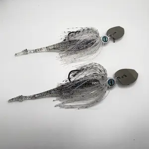 Frostbite Shiner Blade Ripper Custom Made DIRECT CONNECT Bladed Jig 2 PACK - 3/8oz or 1/2oz with Sharp VMC Hooks, Custom Skirts & Trailers, Includes Two Jigs & Two Trailers freshwater fishing big bass pro