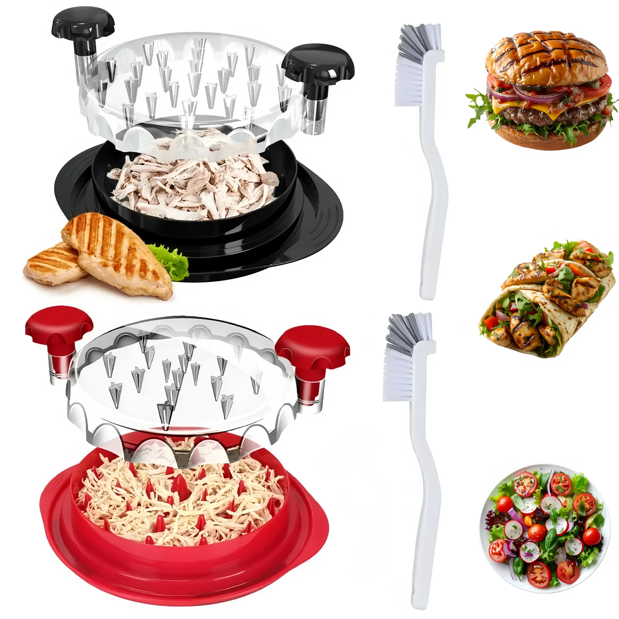 Chicken Shredder Tool - 9.8" Ergonomic Tool with Transparent Lid, Twist Action, Anti-Slip, Heat Resistant, BPA Free - Ideal Meat Shredder for Chicken