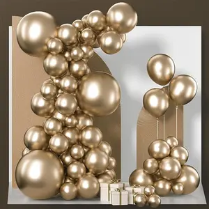 PartyWoo Metallic Gold Balloons 100pcs 18 12 10 5 Inch Chrome Gold Balloon Arch Kit for Birthday Graduation Baby Shower Wedding Bachelorette Party Decorations Gold-G127