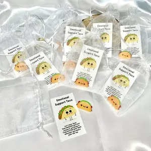 Emotional Support Greeting Cards Set with Mexican Roll Edges, 10 Resin Taco Cards and 10 Positive Messages, Perfect for Employee Appreciation Gifts, Party Gift for Friends and Family