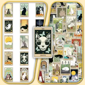 156 Pieces Tarot Card Stickers, Cartoon Cute Creative Fresh Design Aesthetic DIY Craft Handbook Scrapbook Decal Sticker Stickers, Sticker Packs