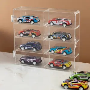 Clear Acrylic Diecast Car Display Rack, 1/64 Scale Wall Mount Model Car Storage Case, 32 Slot Toy Car Display Cabinet, Dustproof Space Saving Organizer, Clear Multilayer Storage for Study Living Room Bedroom Wall