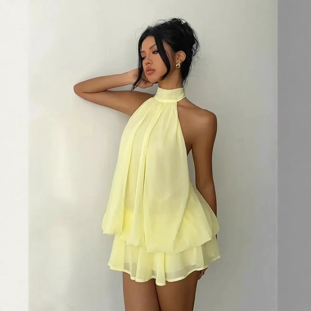 Multiple Colors!Halter Neck Mini Dress| Coquette Aesthetic| Summer Outfit -  TikTok Shop