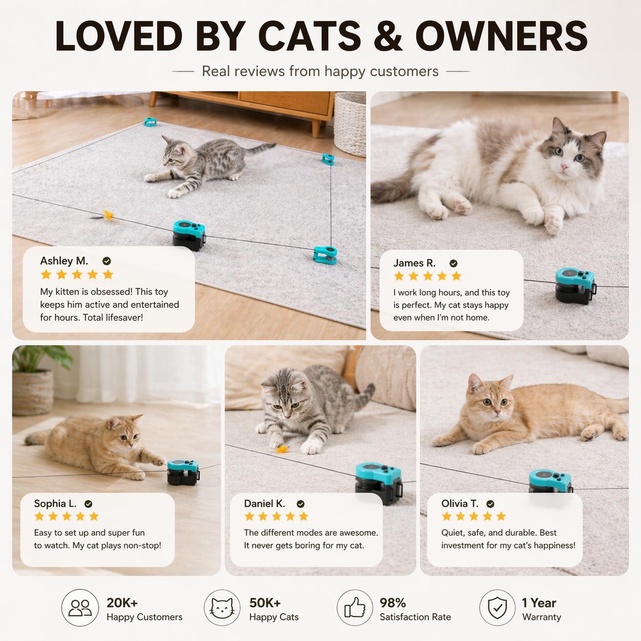 AsFrost Automatic Hands-Free Cat Teaser - Interactive Indoor Cat Toy with Remote/Auto Function, Feather, DIY String & Moving Mouse Hunting Features for Bored Kittens usb-c rechargeable AsFrost Automatic Hands-Free Cat Teaser - Interactive Indoor Cat Toy with Remote/Auto Function, Feather, DIY String & Moving Mouse Hunting Features for Bored Kittens usb-c rechargeable