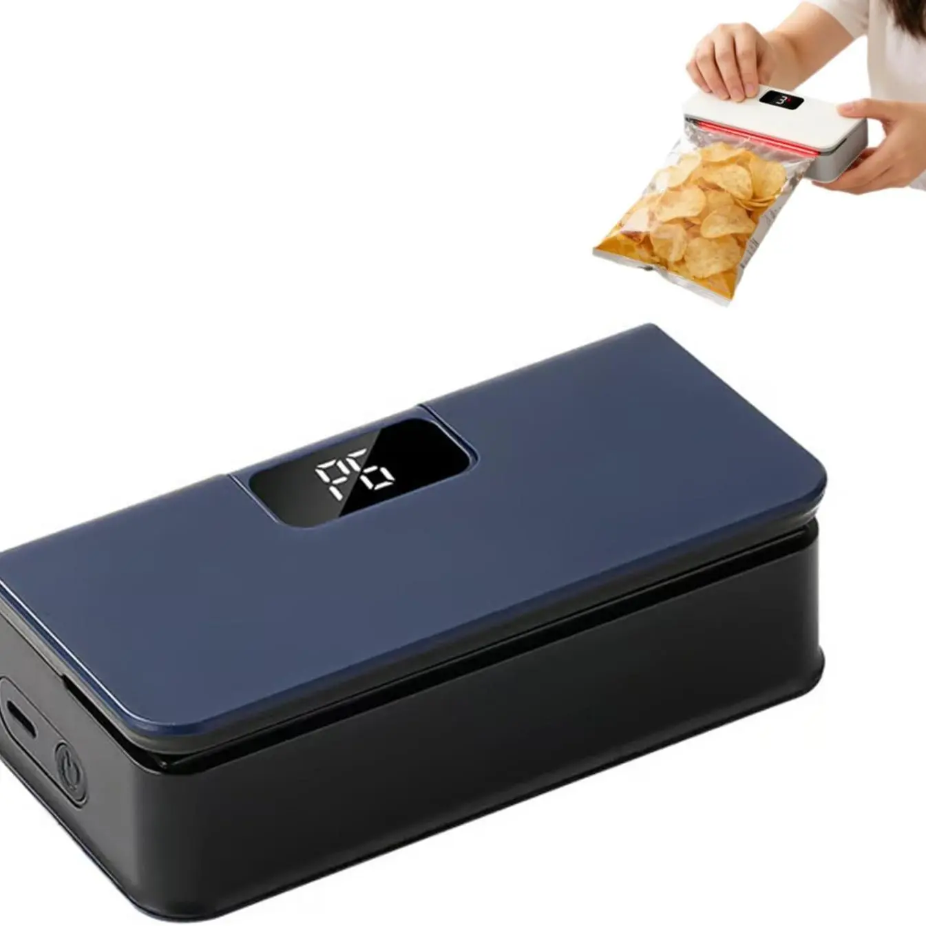 2-in-1 Cordless Portable Mini Vacuum Sealer with Built-In Cutter, USB Rechargeable Bag Sealing Machine for Airtight Snack Storage, Compact Kitchen Gadget for Home Dorm RV Travel