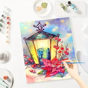 Candle Paint By Number Kits for Adults Beginners, Easy Acrylic Simple Paint By Number Kits, DlY Watercolor Paint By Numbers Kits on Canvas Without Frame for Home Wall Decor Home Decoration 16x20inch