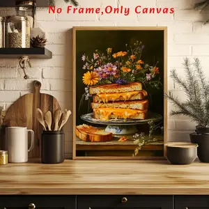 Toast Pattern Unframed Painting, Funny Food Wall Art, Western Wall Art, Wall Decor for Home Living Room Bedroom Kitchen, Home Decor Ideas, Modern Home Decor, Room Decor, Ornaments