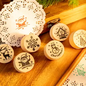 Christmas Seal Bookkeeping Diary DIY Decoration Wooden Seal Bookkeeping Diary 6 Christmas Seals