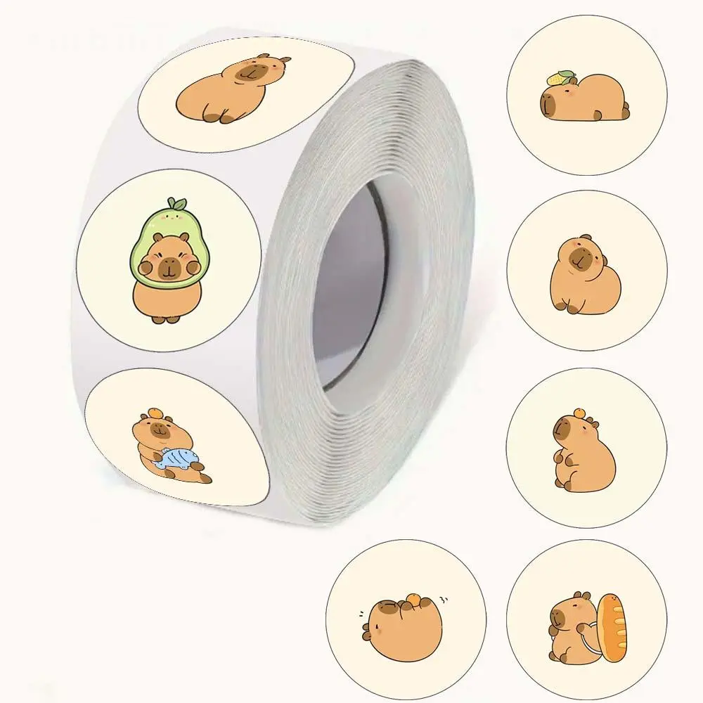 Diy Capybara Sticker Cute Capybara Pattern Sticker, 500pcs/roll Cartoon Pattern Self ...