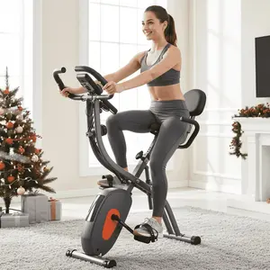 Naipo Folding Exercise Bike 3 in 1 Magnetic Stationary Recumbent Bike 10 Level Resistance for Home Use with Arm Resistance Bands