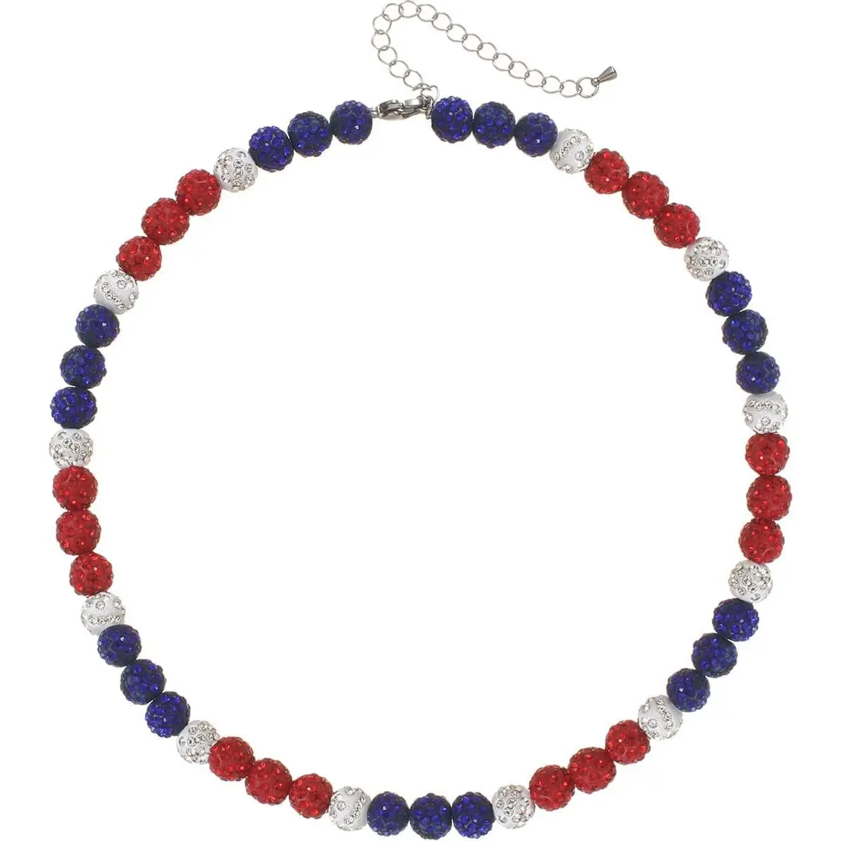Baseball Bead Necklace - Sporty Glitter Bling Clay Beaded, Diamond Inlay Stainless Steel Casual Ice Collection Necklace for Men, Cool Gifts for Baseball Players, Bead Necklaces