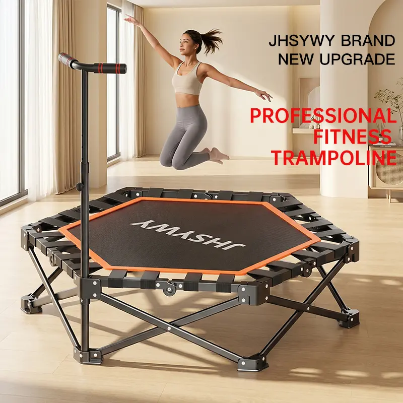 The folding trampoline is easy to set up, ready to use once opened, and simple to store. It is suitable for the whole family to use for fitness and yoga.