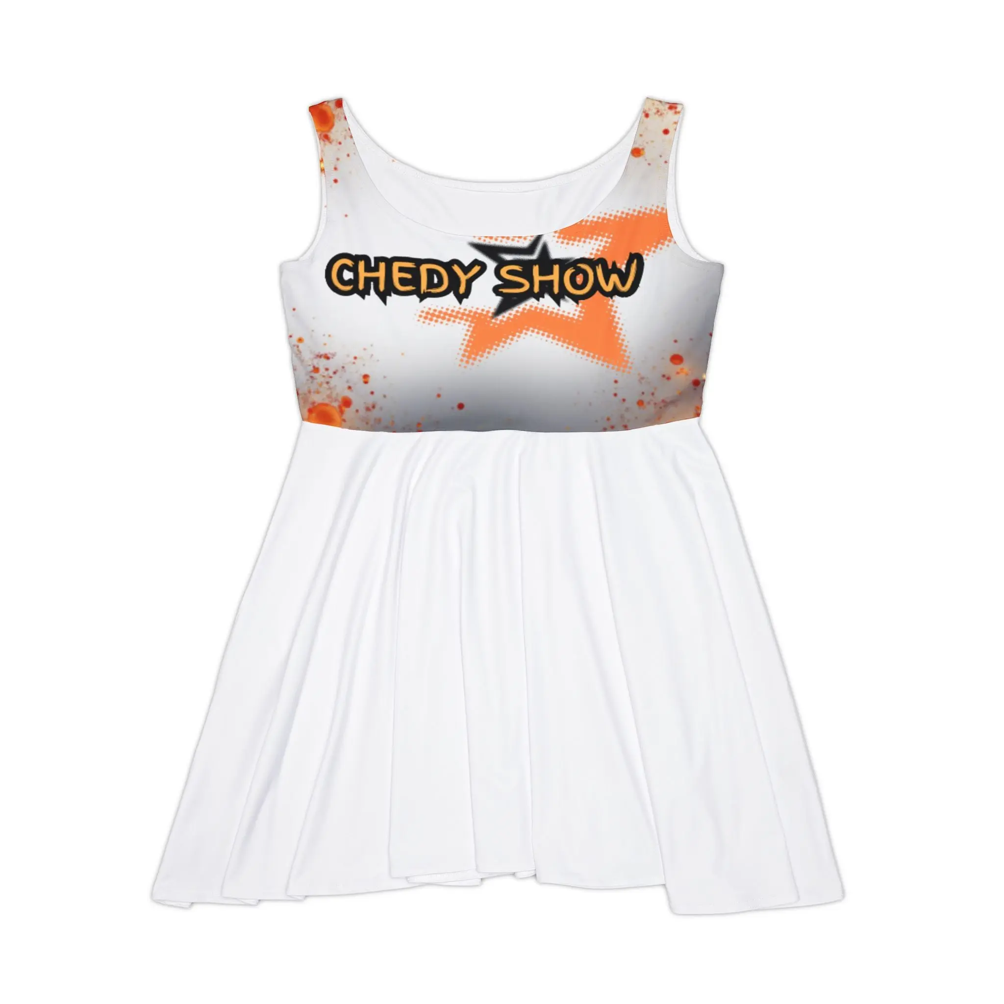 Chedy Show Women's Skater Dress — Orange Star Graphic AOP