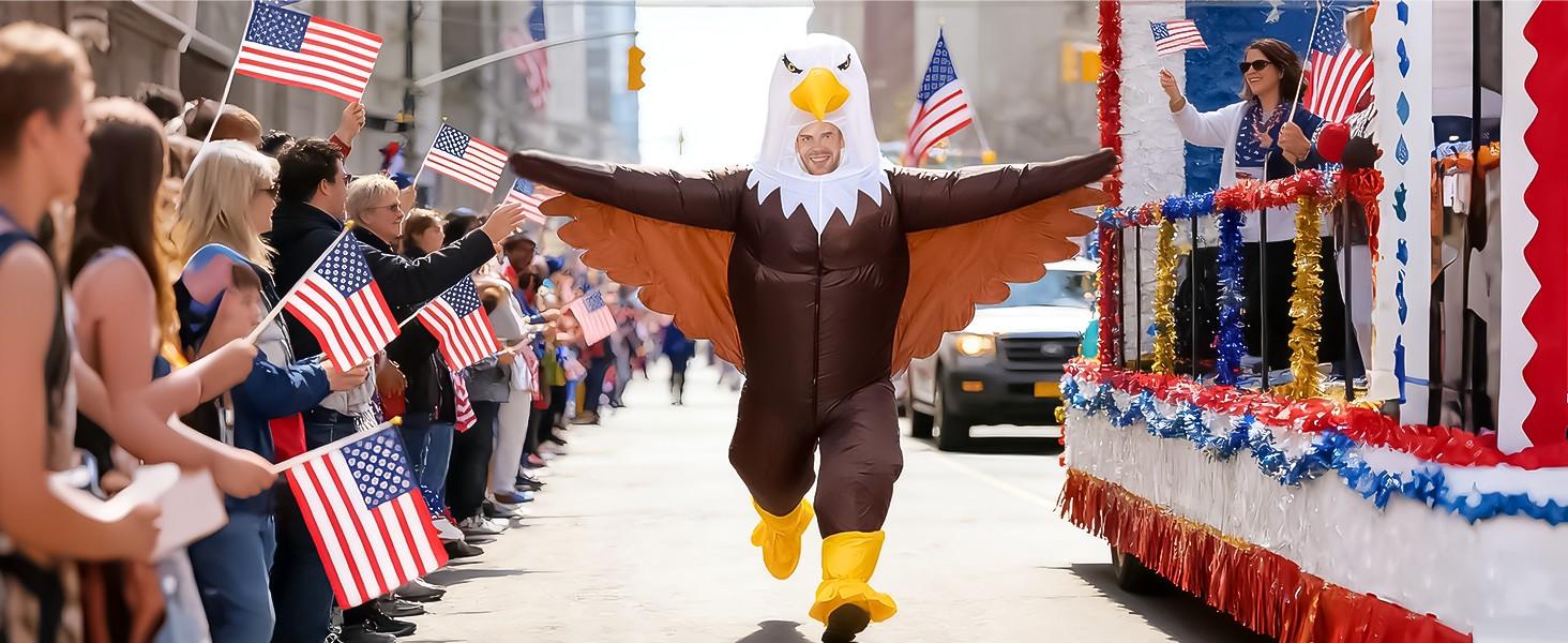 Inflatable Bald Eagle Costume for Adult Blow up Eagle Mascot Costume Outfit Funny Independence Day Parade Patriotic Costume Suit