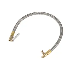 Flexible Stainless Steel Tire Valve Connect Pipe Air Chuck Inflator Compressor Pump Extension Hose for Car Motorbike Quick Connect Release
