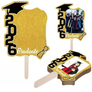 12pcs/set 2026 Graduation Folding Fan And Photo Frame Photo Props, Graduation Photo Handheld Signs Party Decor, Graduation Ceremony And Stage Layout, Ideal for Graduation Celebrations, Class Group Photos, Teacher Appreciation Banquets