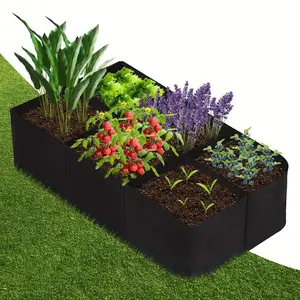 6 Grids Raised Garden Bed, Rectangle Planting Container, Non-woven Fabric Raised Garden Bed for Growing Vegetables Potatoes Flowers