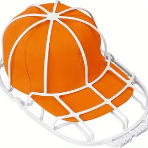 Durable Plastic Baseball Cap Cleaner with Adjustable Metal Frame Cage, Wall-Mounted Washing Machine Protector, Stainless Steel Design