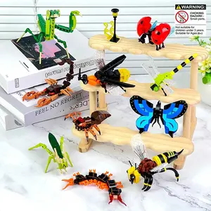 Full Set Insect Animal Building Blocks Model Bee Ant Butterfly DIY Assembly Toy, Children Science Education Desktop Decoration