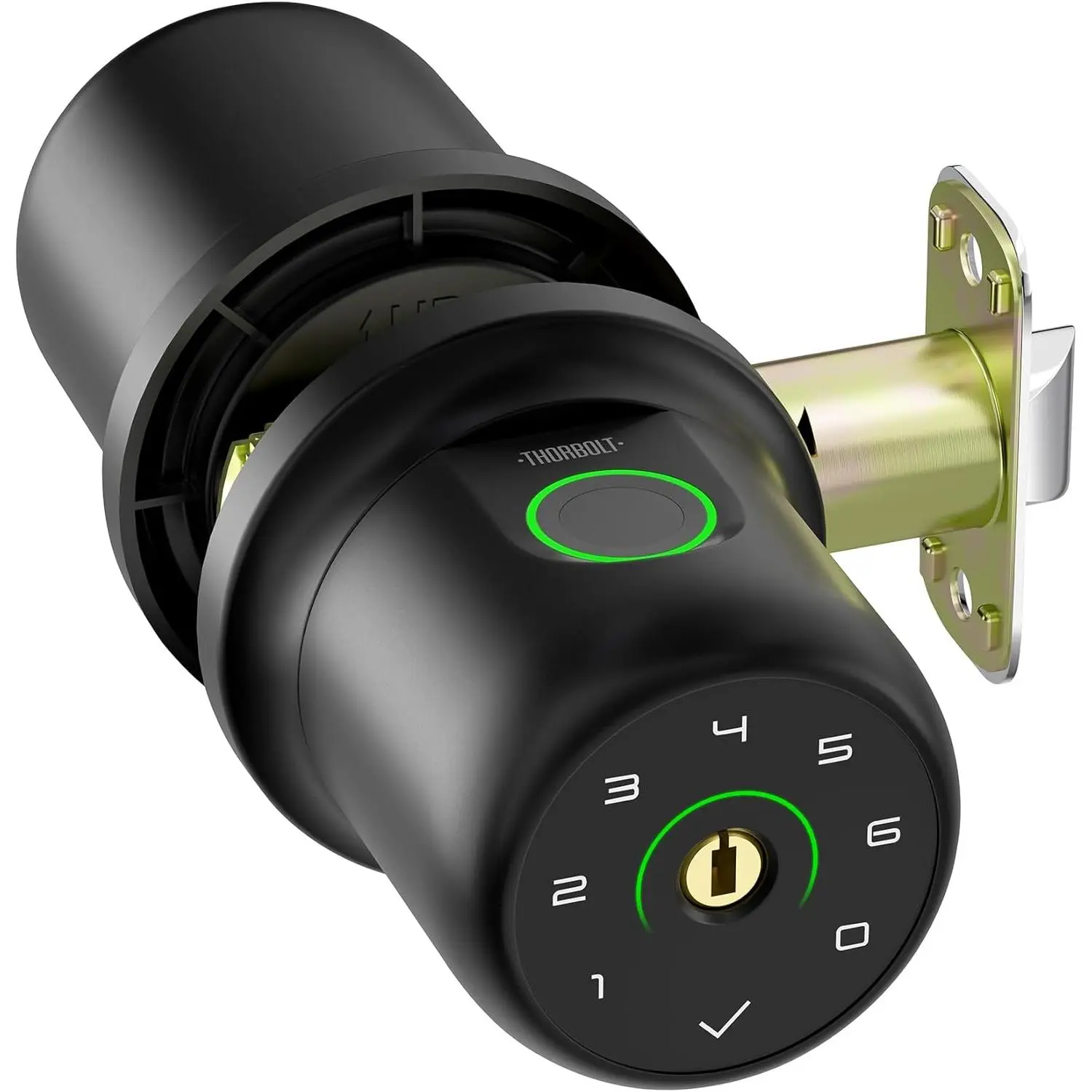 G1 Fingerprint Door Knob Lock with Keypad Biometric Door Knob Auto-Lock 4* AAA Alkaline  Interior Door Lock for Bedroom, Garage, Office, Pantry Door Black