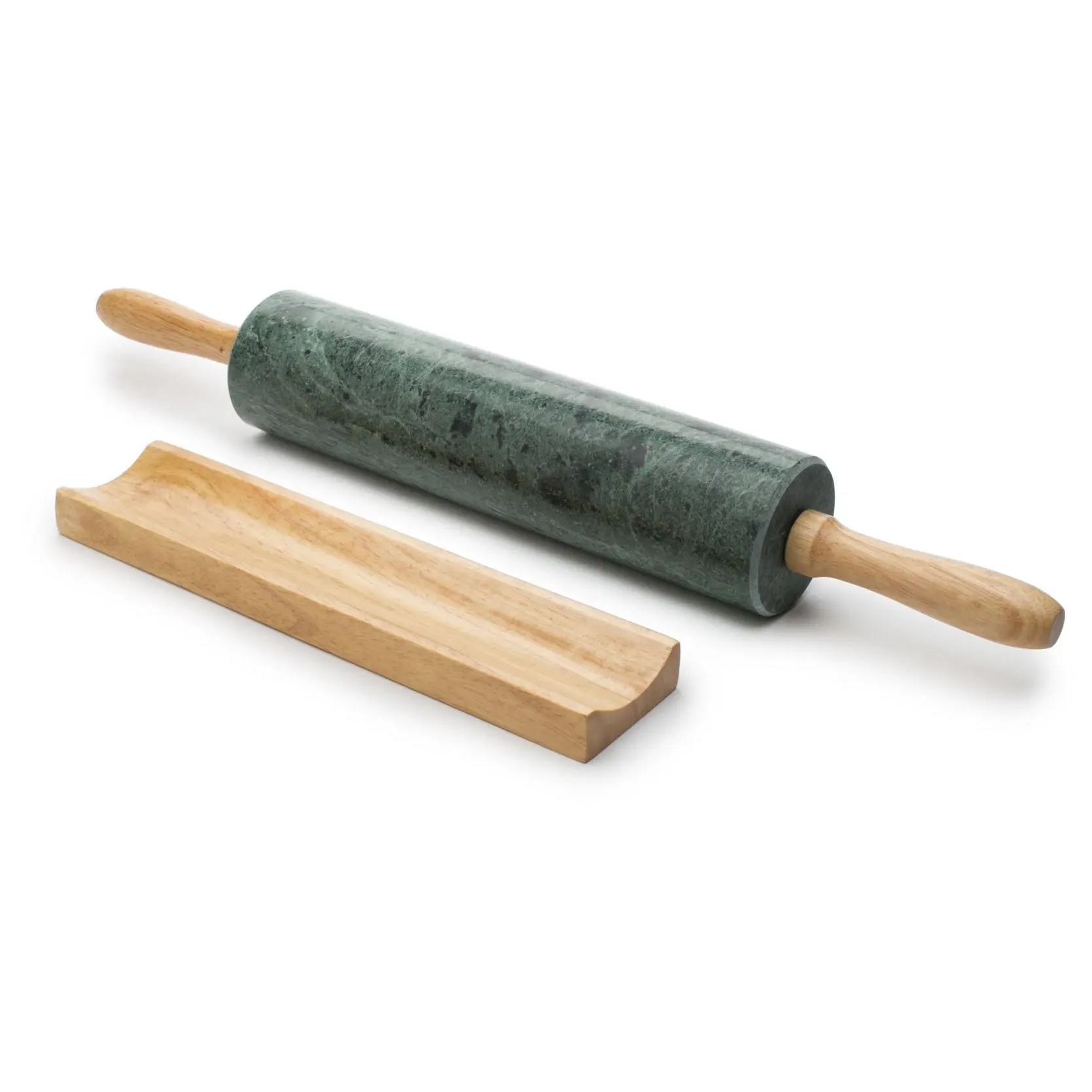 Fox Run Green Marble Rolling Pin with Base