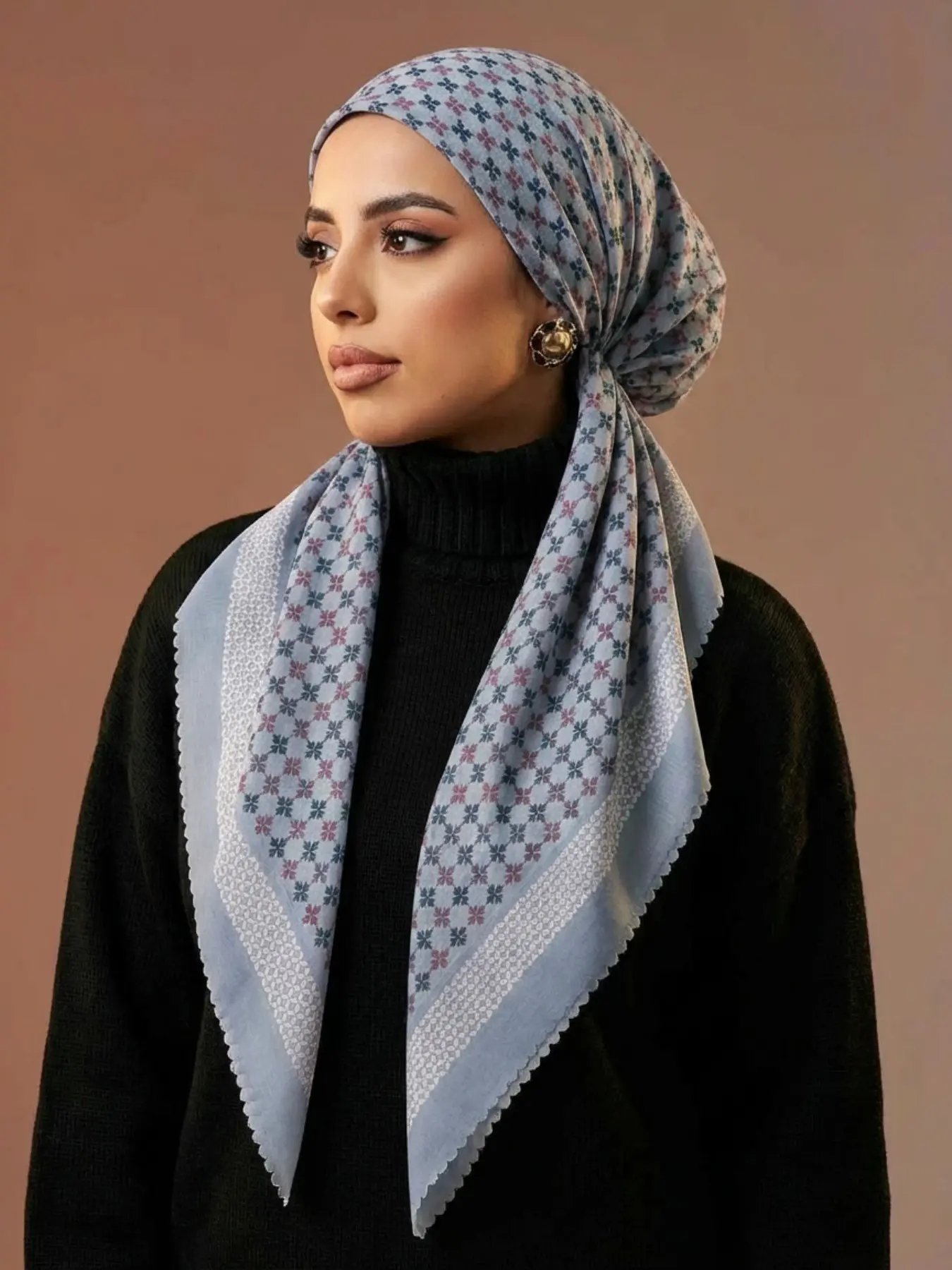Women's Fashion Wave Edge Digital Print Lazy Headscarf/sleep Cap, Casual Versatile Simple Modesty Hijab, Sunscreen Breathable Jersey Hijabs, Turban Hijab, Elegant Turban Hijab, For Muslim