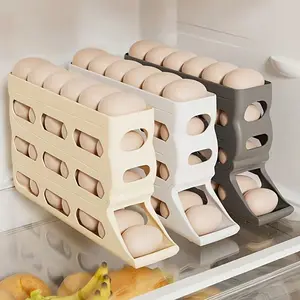 30 Piece 4-Layer Refrigerator Egg Rack With Automatic Rolling Egg Retrieval, White Storage Box With Automatic Rolling Egg Design, Space Saving, White Storage Box, Christmas Gift Selection