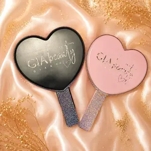 GIA Beauty Heart Handheld Small Mirror - Glitter Accents & Elegant Design for Personal Care