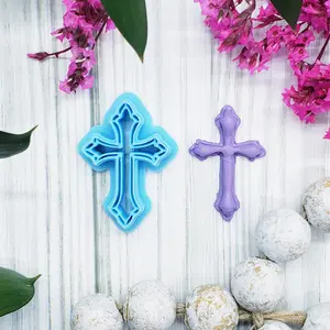Christian CROSS style 3 polymer clay cookie cutters jewelry earrings fondant cake decorating