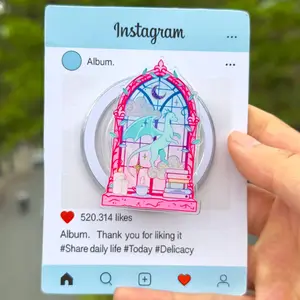 Pastel Dragon Stained Glass Window Magsafe Phone Grip - Magnetic Pop Socket & Kickstand - Fantasy Bookish Gift